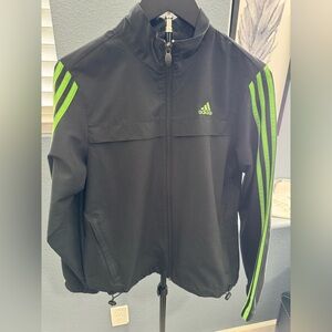 Adidas Black Utility Jacket with Green Stripes